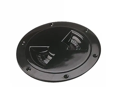 337145-1 – SEA DOG Boat Deck Plate, Screw Out 5-3/4 Inch Diameter Black ABS Single